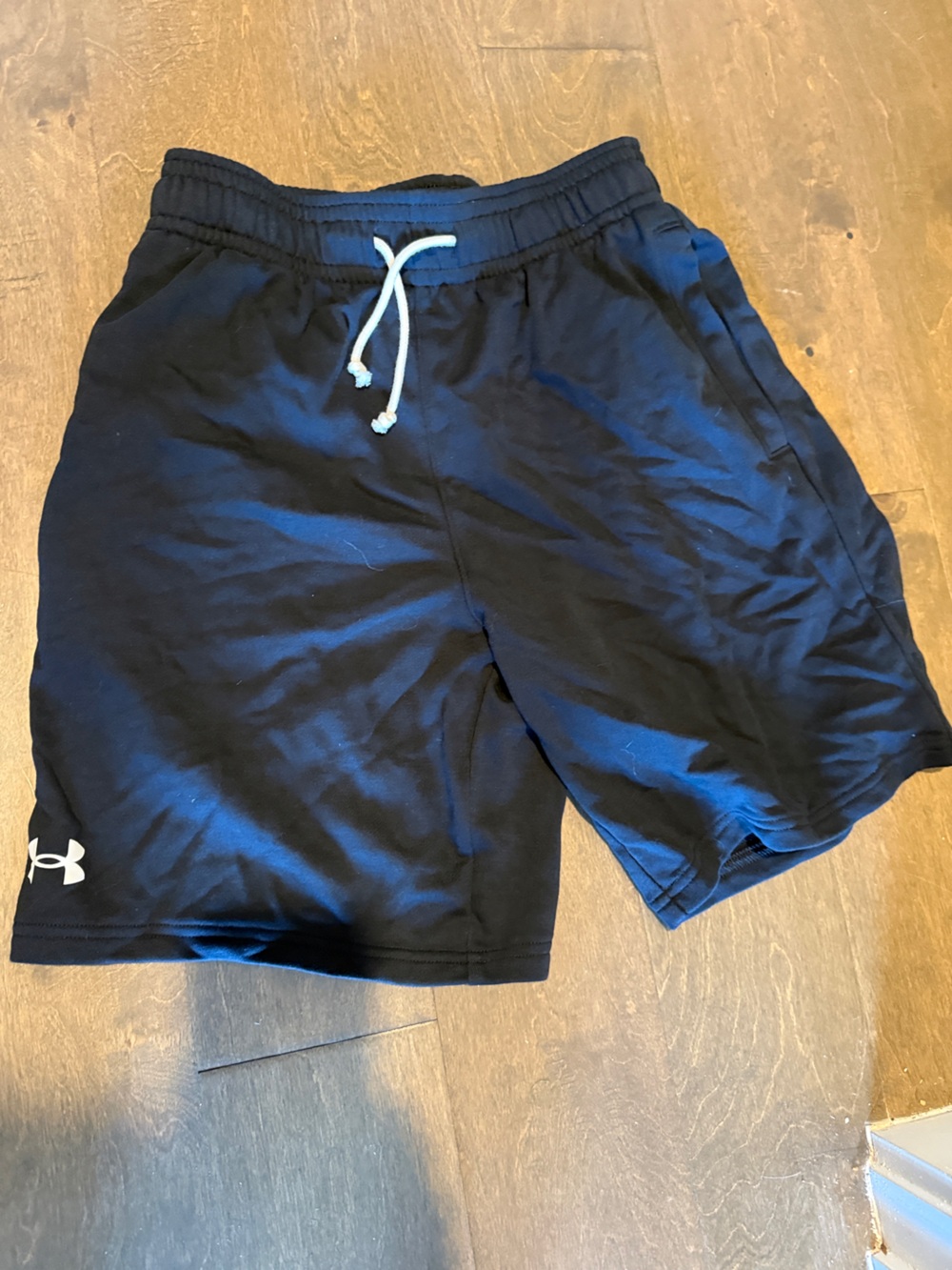Under Armour Men's Black Athletic Shorts with White Drawstring